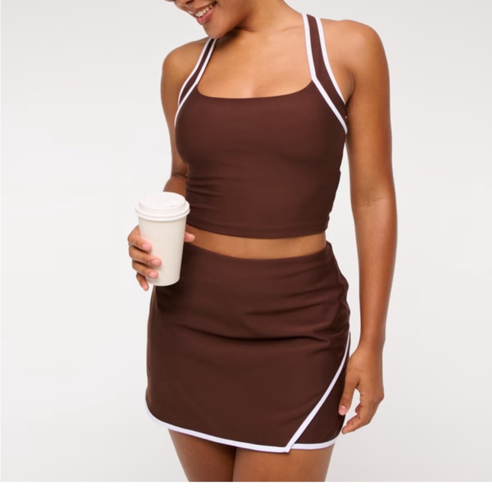 Abercrombie & Fitch Brown Mini Skirt with White Trim